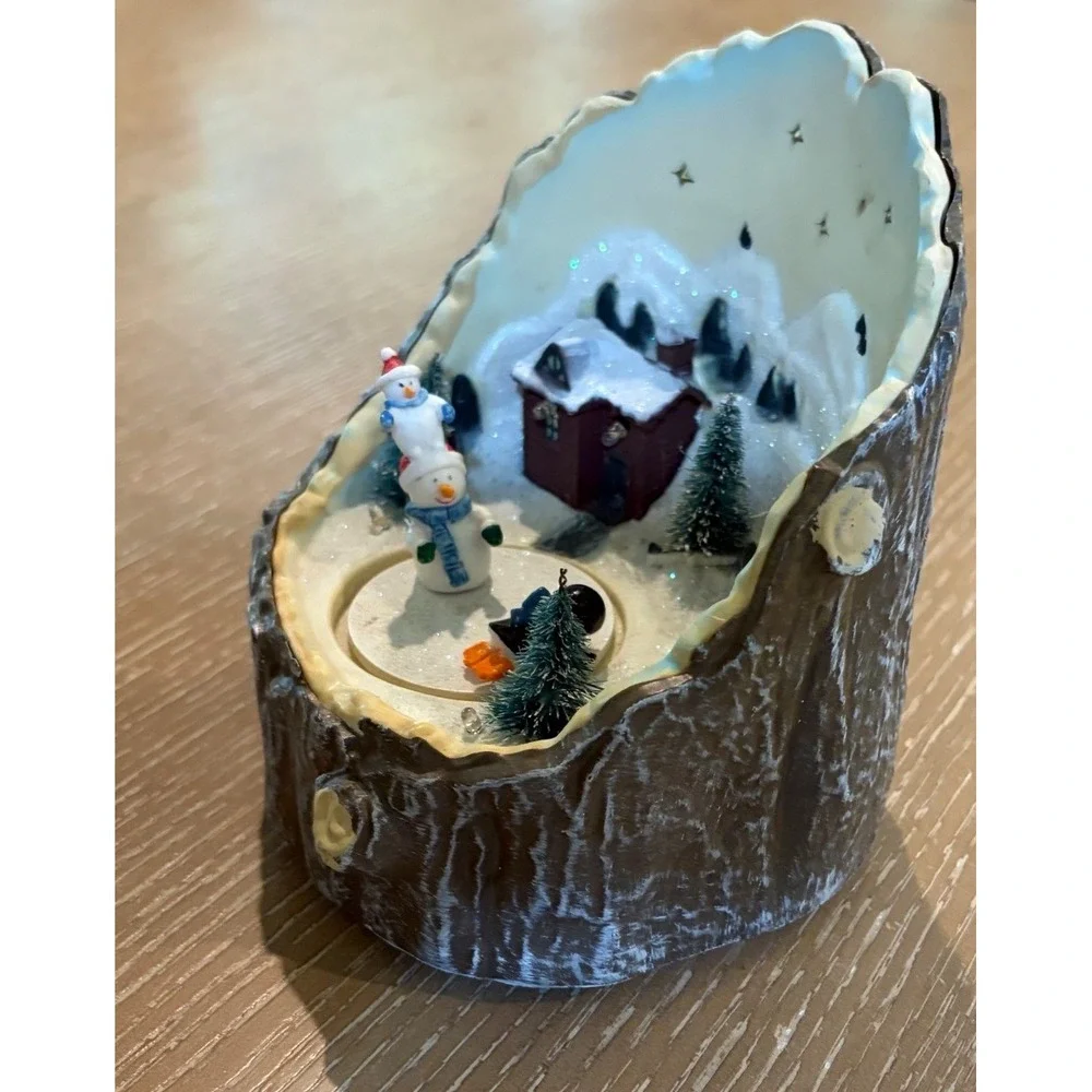 Pan Asian Creations Light Up Musical Christmas Tree Trunk Skating Rink Scene